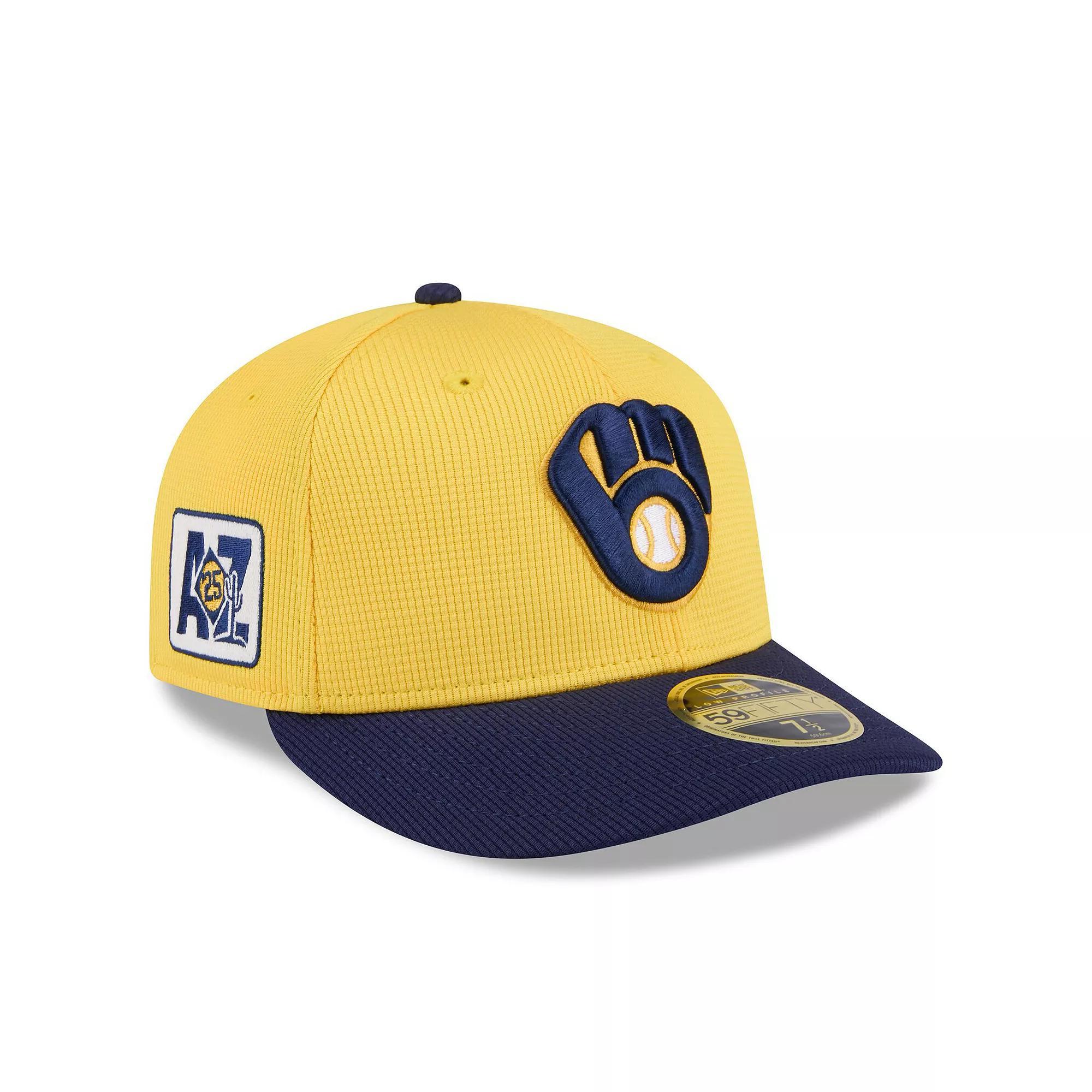 Men's New Era  Gold/Navy Milwaukee Brewers 2025 Spring Training Low Profile 59FIFTY Fitted Hat, Size: 7 5/8 Product Image