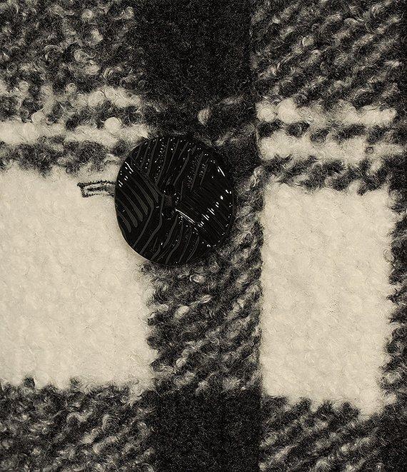 Ali Miles Plaid Boucle Collared 3/4 Sleeve Button Up Jacket Product Image