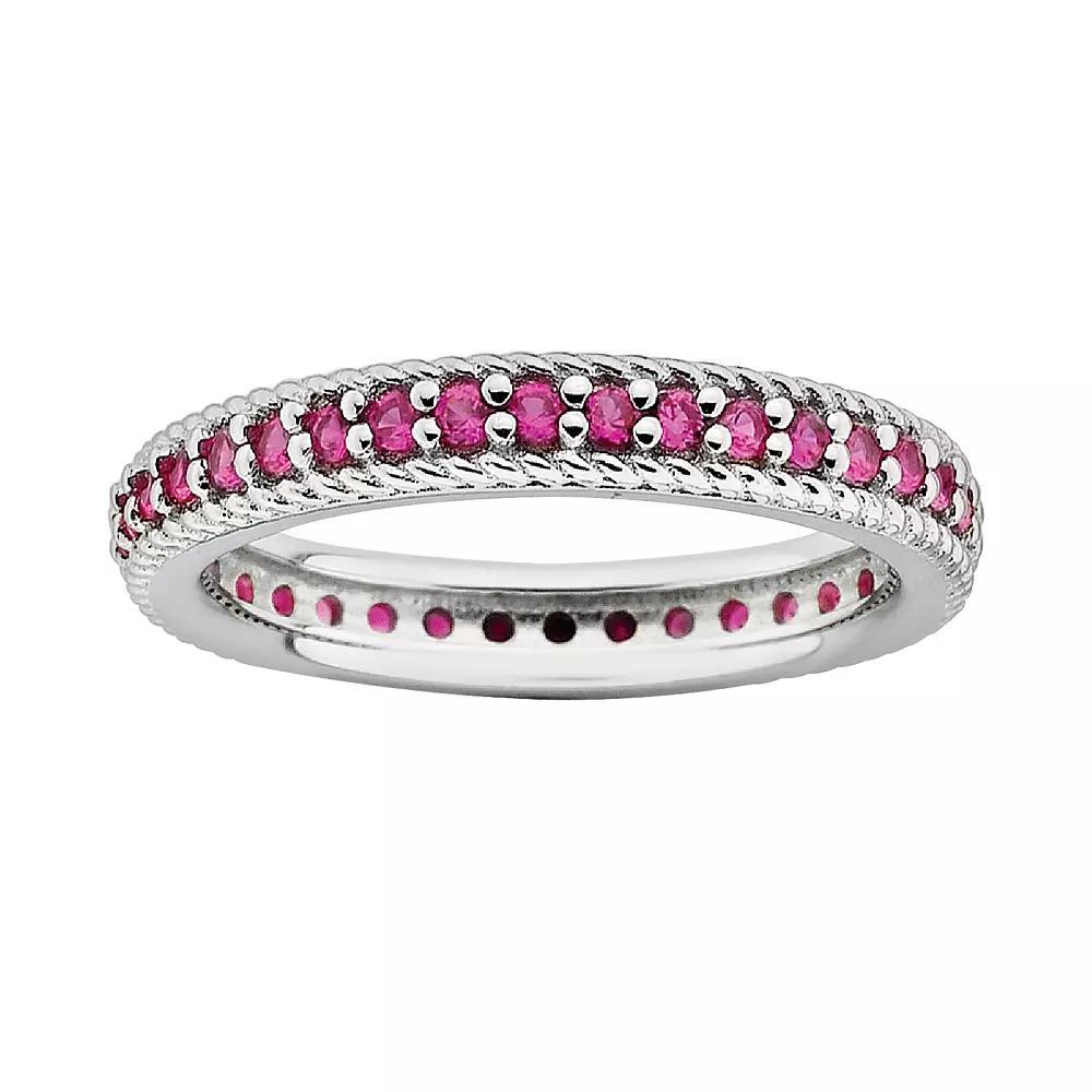 Stacks & Stones Sterling Silver Lab-Created Ruby Eternity Stack Ring, Women's,  Product Image