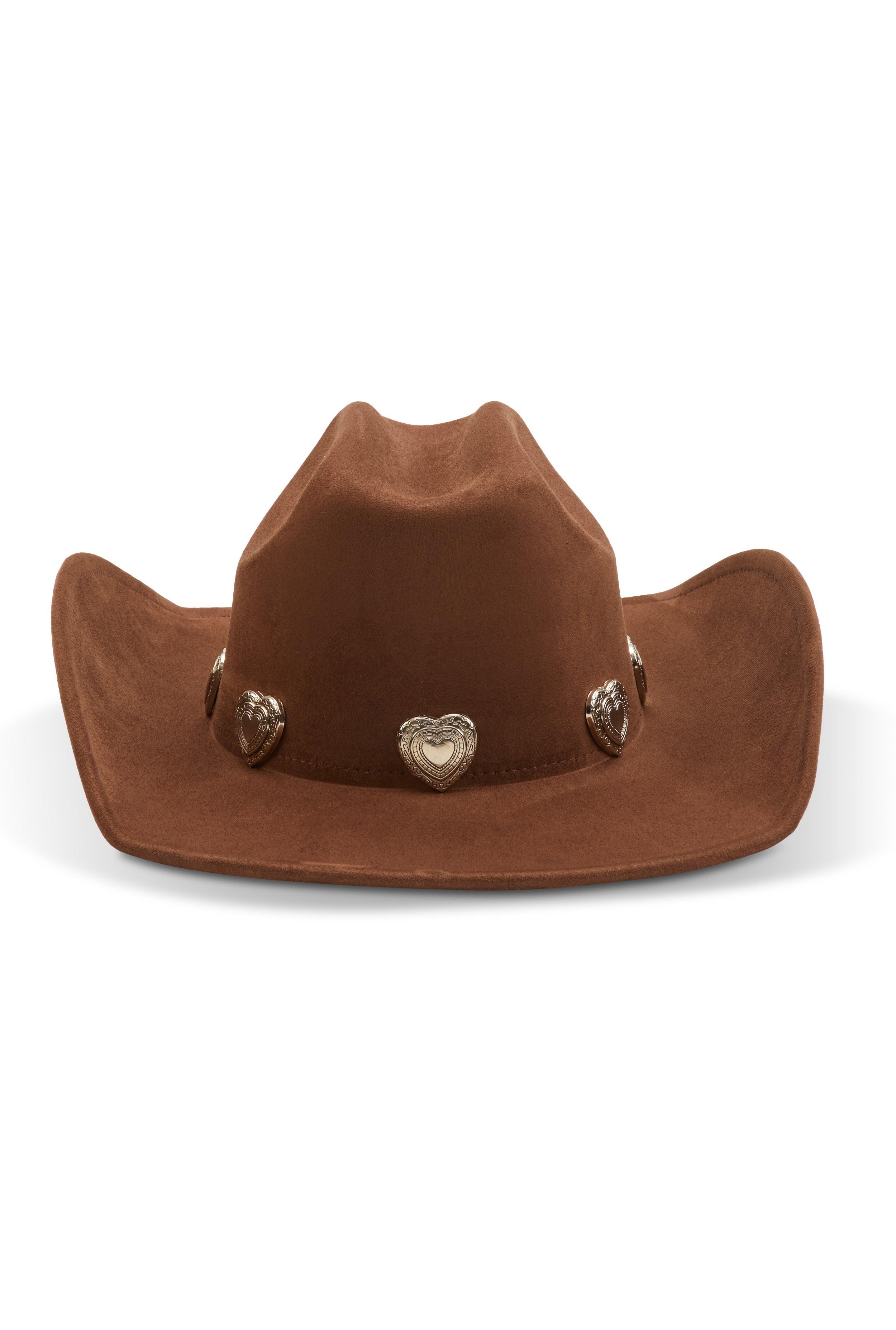 Heart Trim Faux Suede Cowboy Hat Female Product Image