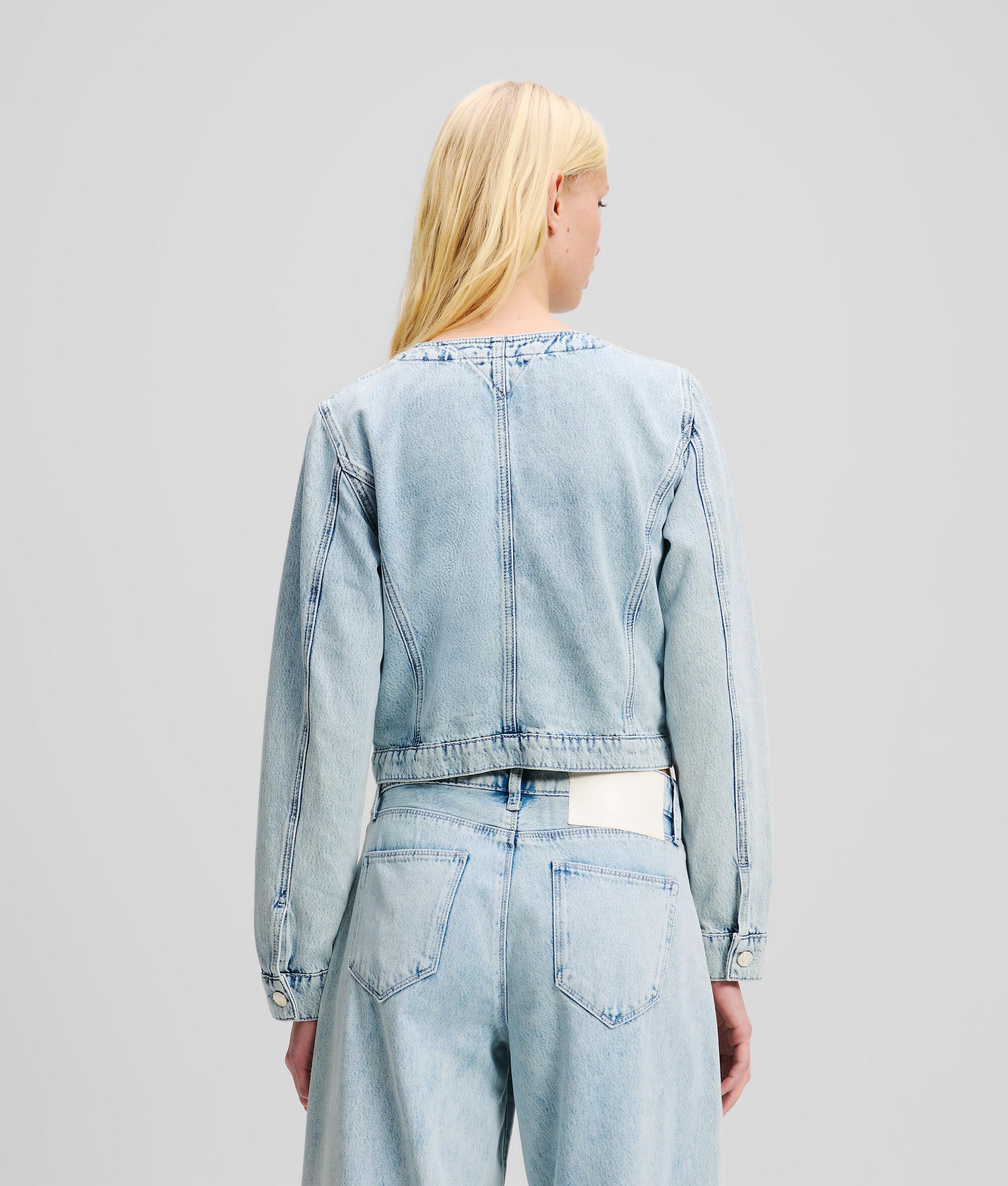 COLLARLESS DENIM JACKET Product Image