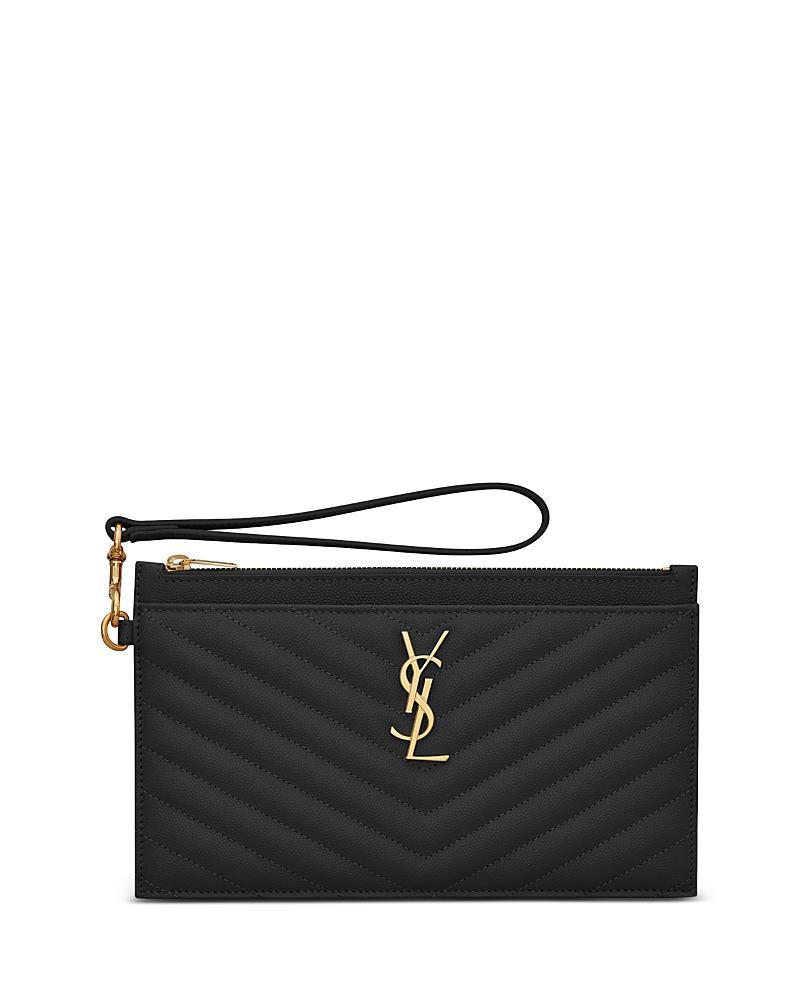 Saint Laurent Monogram Quilted Leather Wallet Clutch Product Image