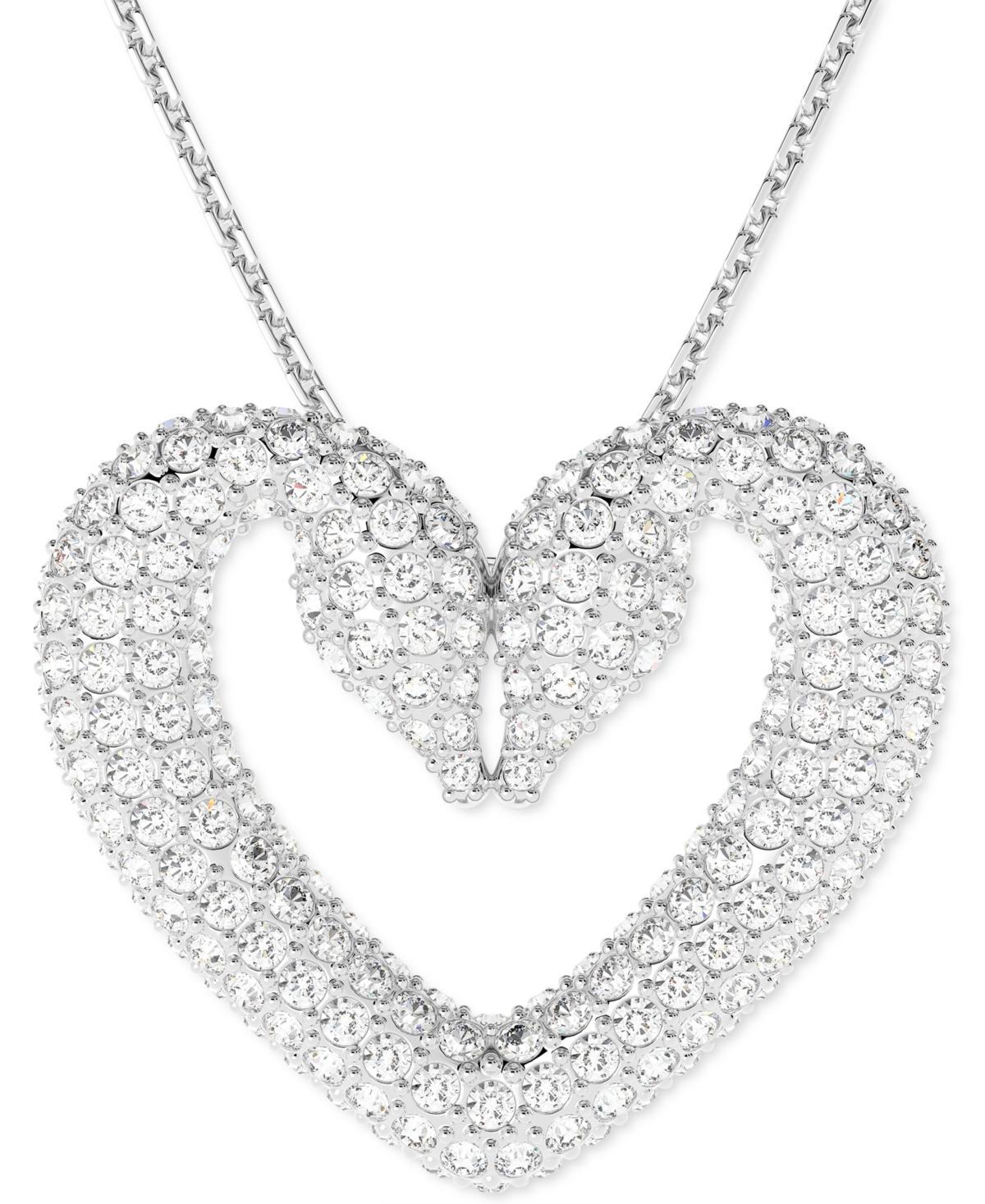 Swarovski Silver-Tone Una Heart Pendant 16-1/2 Necklace Product Image