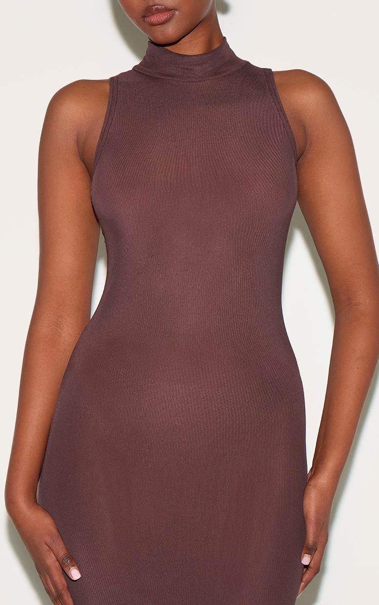  Chocolate Mesh Overlay Ruched Detail Maxi Dress Product Image