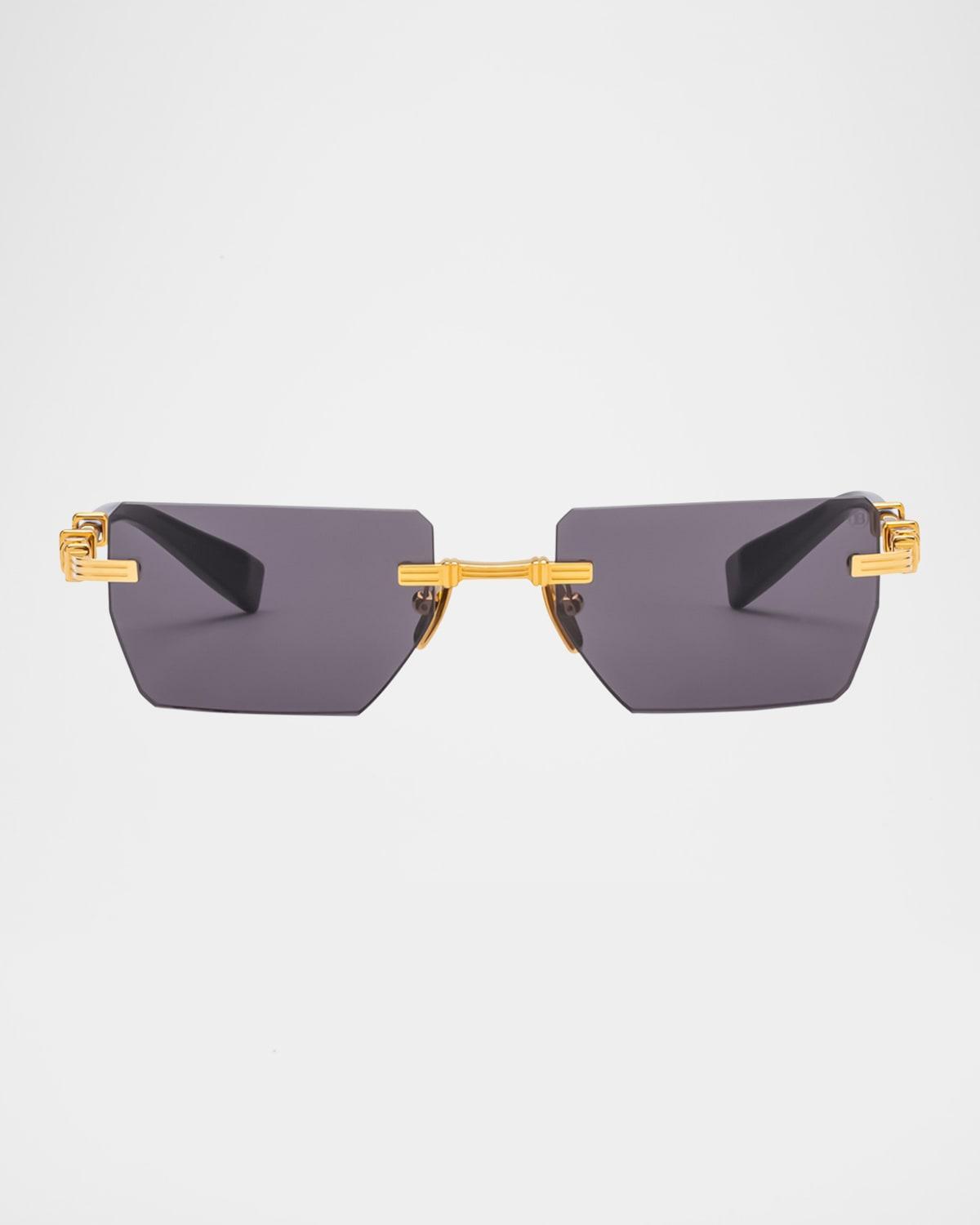 BALMAIN Pierre Oval Acetate Sunglasses In Gld Blk Product Image