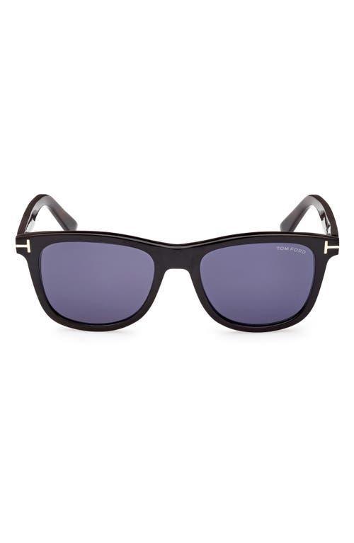 TOM FORD 53mm Polarized Square Sunglasses In Black Horn/blue Product Image