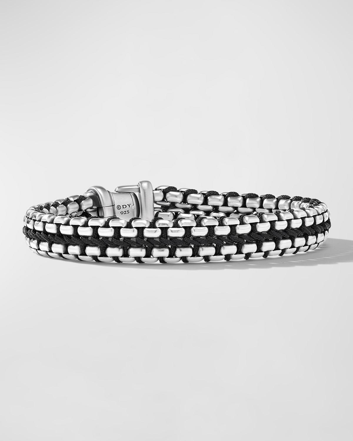 Mens Woven Box Chain Bracelet in Silver, 12mm Product Image