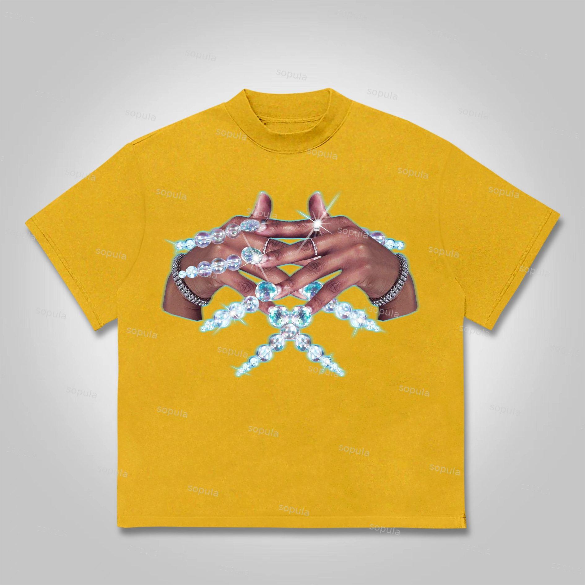 Sopula Jewelry Sparkle Finger Graphic Print Cotton T-shirt Product Image