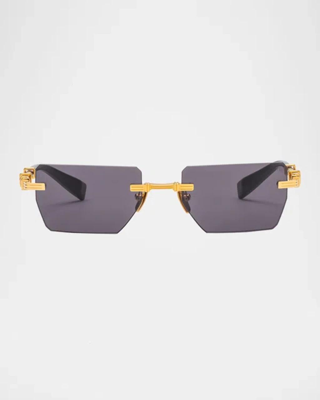 BALMAIN Pierre Oval Acetate Sunglasses In Gld Blk Product Image