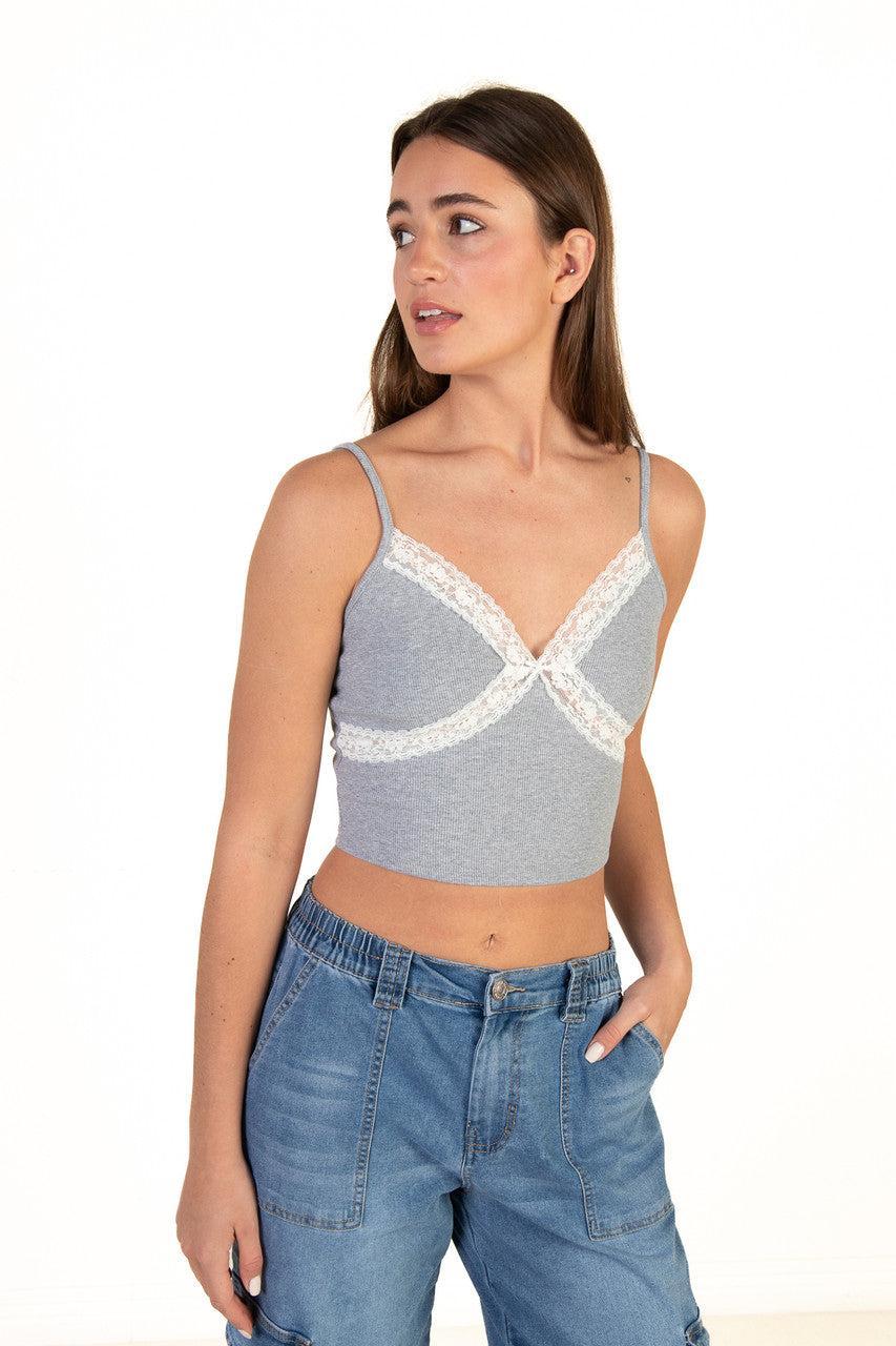 Grey Lace Trim Cami Product Image