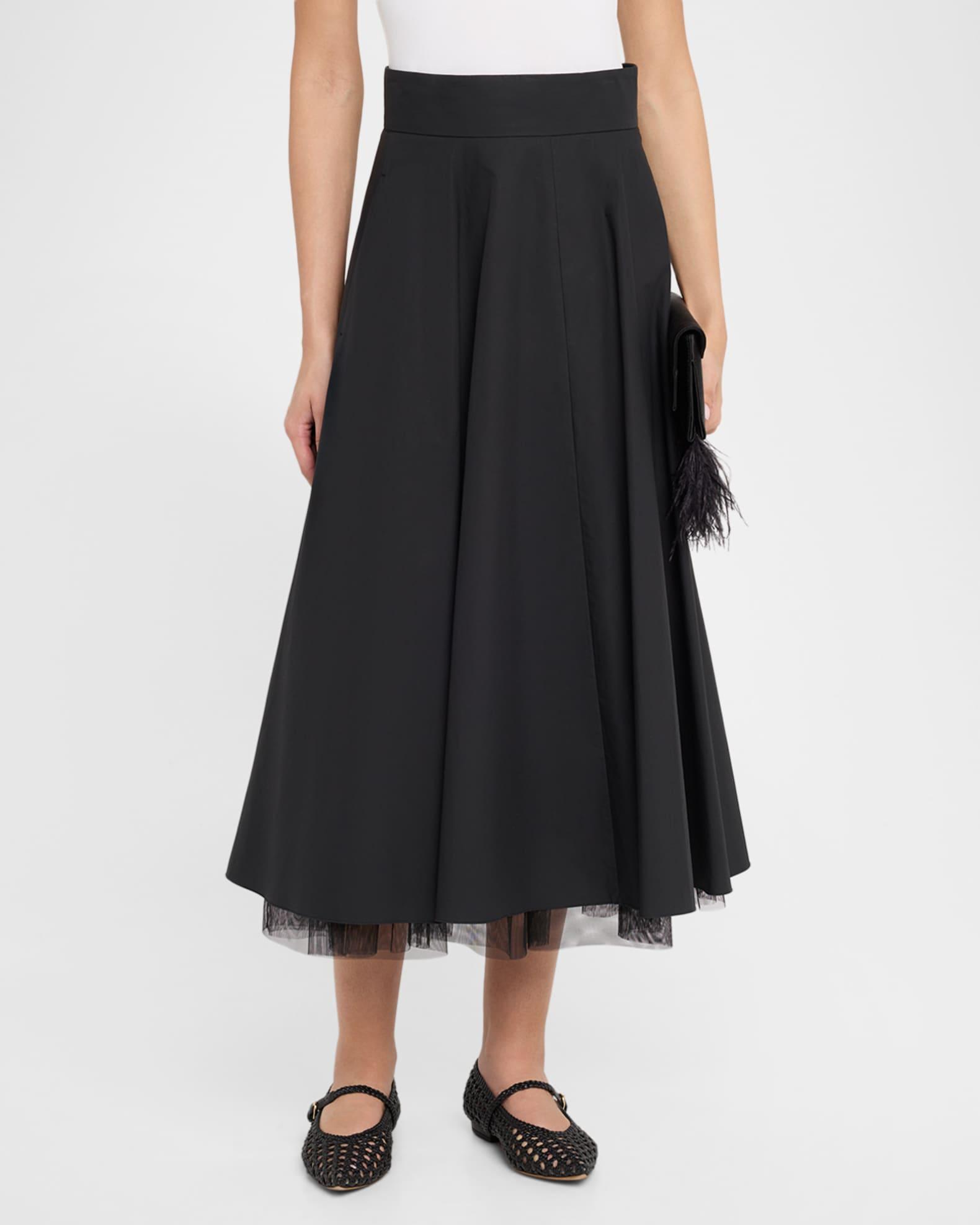 Light Touch Ruffle-Hem Cotton Midi Skirt Product Image