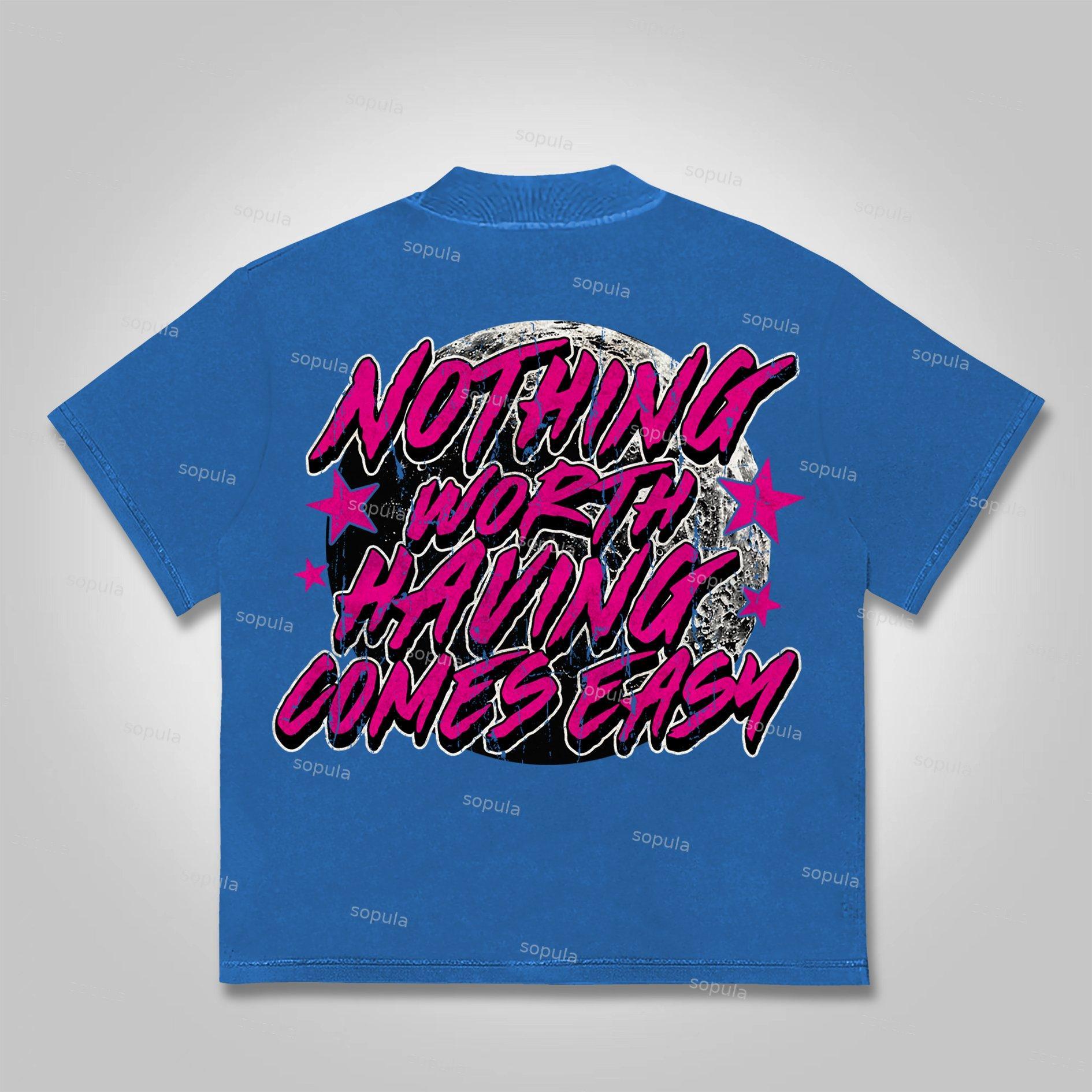 Sopula Street Retro Flame Skeleton Earth Print Cotton T-Shirt Product Image