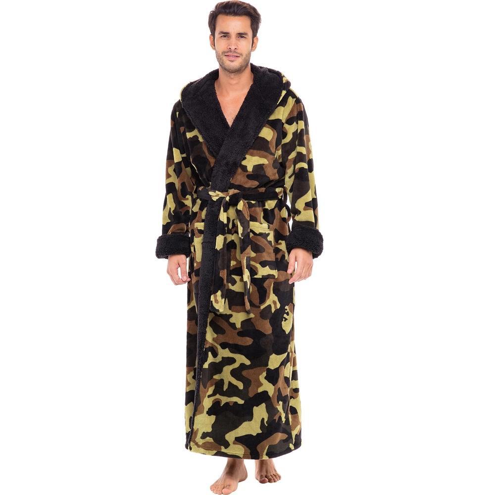 ADR Men's Robe, Warm Winter Plush Hooded Bathrobe Man, Full Length Fleece Robe Man with Hood Product Image