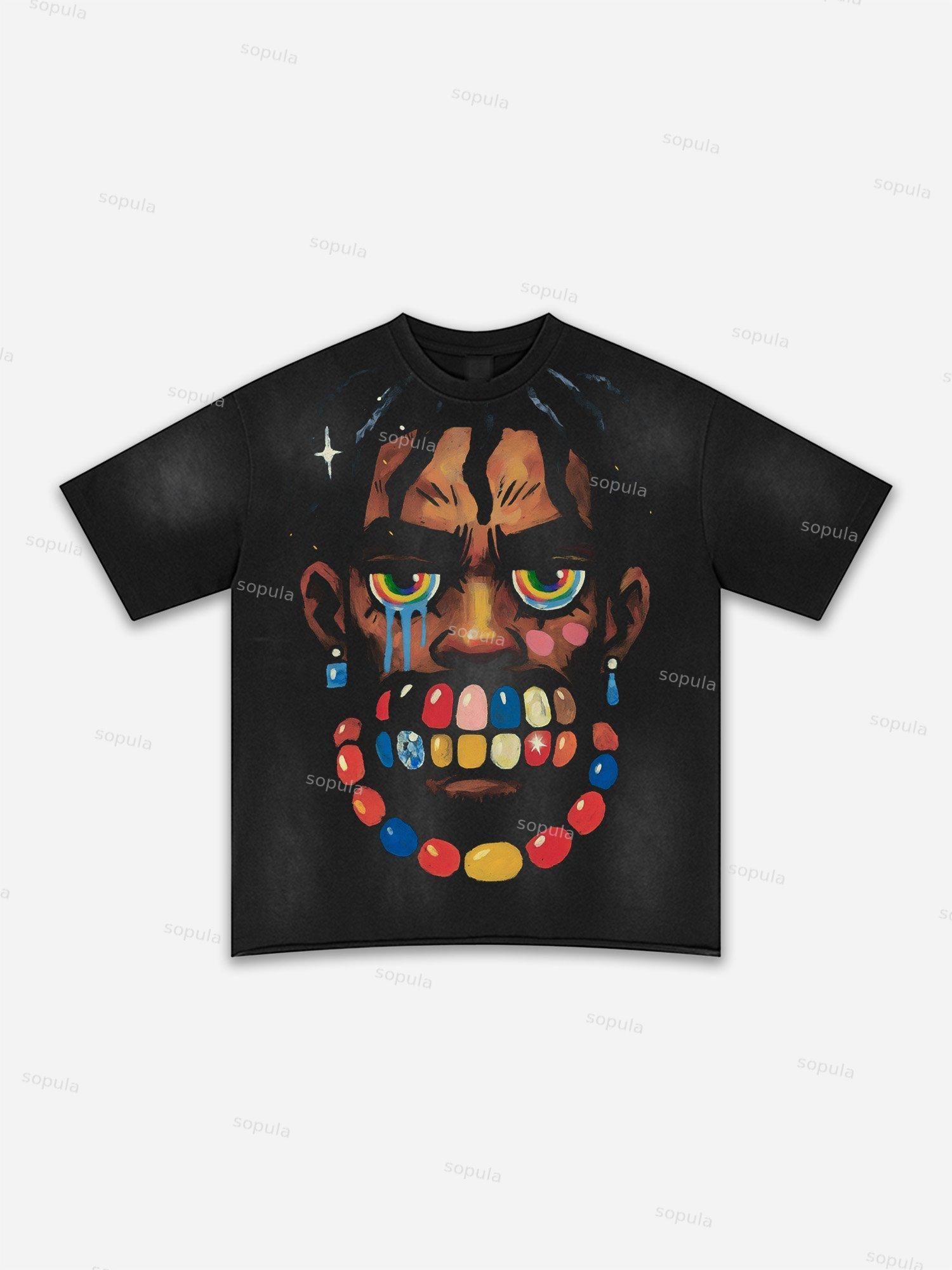 Street Goals Lip Braces Make Vintage Printed Graphic Washed T-shirt Product Image