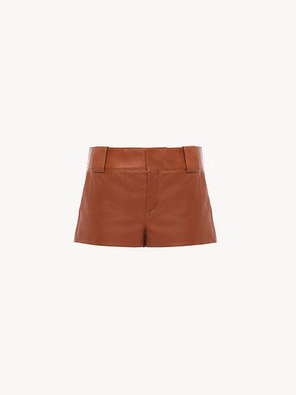 Tailored mini shorts in soft nappa leather Product Image