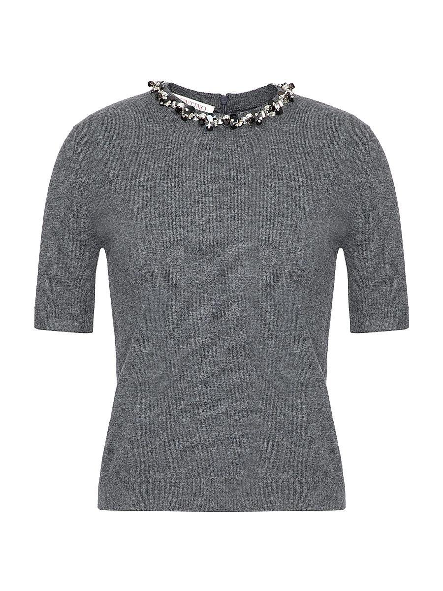 Womens Embroidered Wool Sweater Product Image