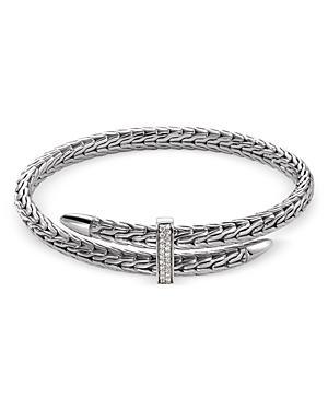 JOHN HARDY Sterling Silver Classic Chain Diamond Pave Bypass Cuff Bracelet Product Image