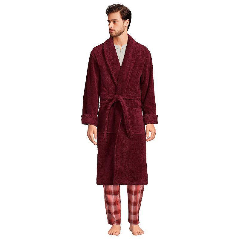 Big & Tall Lands End Calf-Length Turkish Terry Robe, Mens Deep Green Product Image