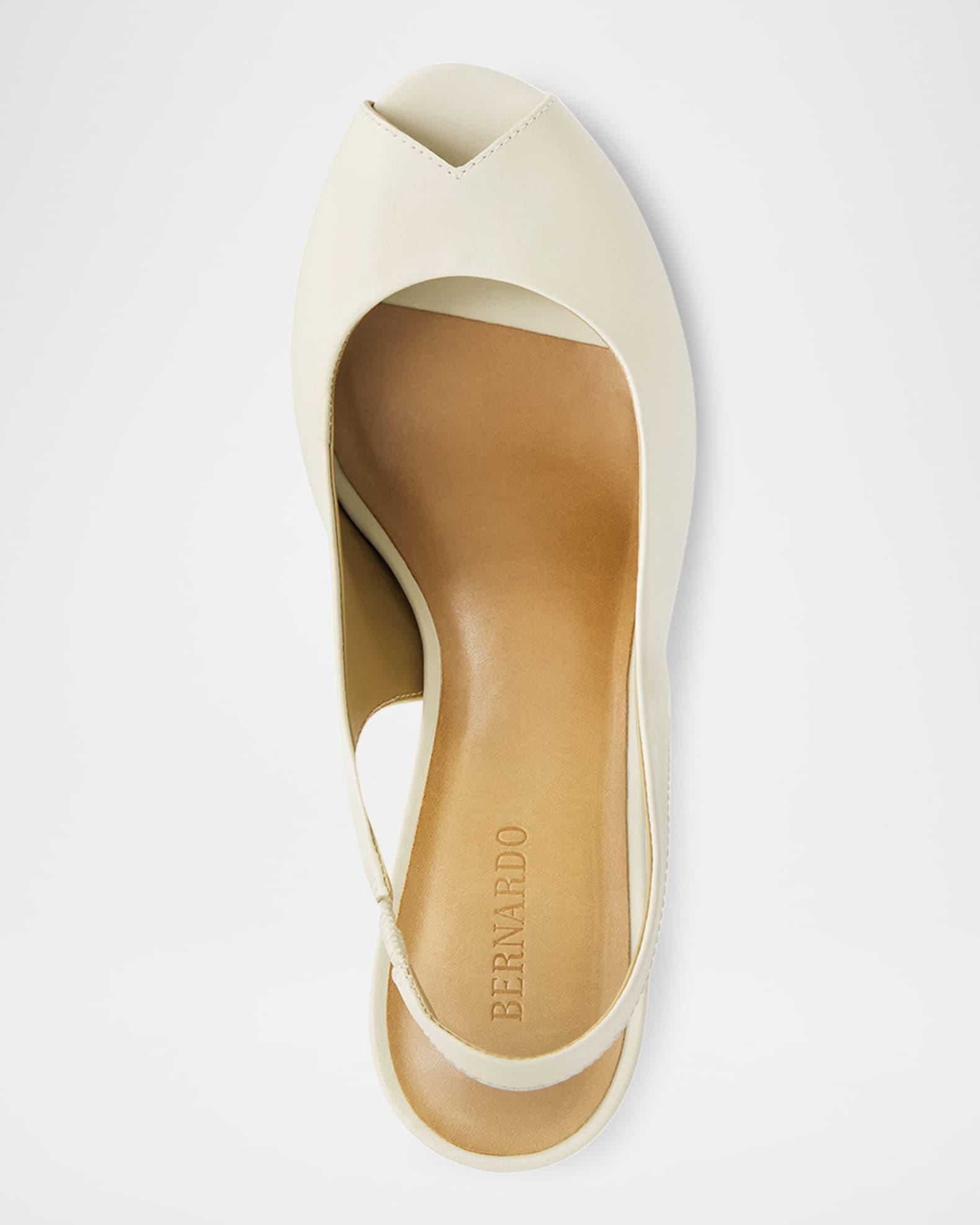 Leather Peep-Toe Slingback Pumps Product Image