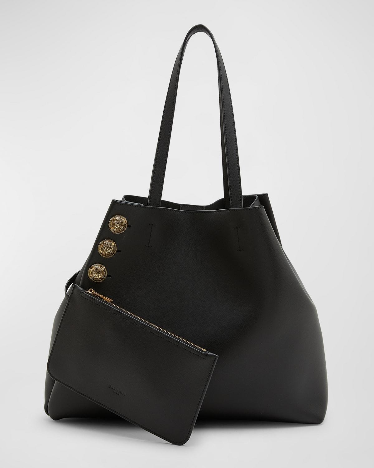 Embleme Shopper Tote Bag in Smooth Leather Product Image