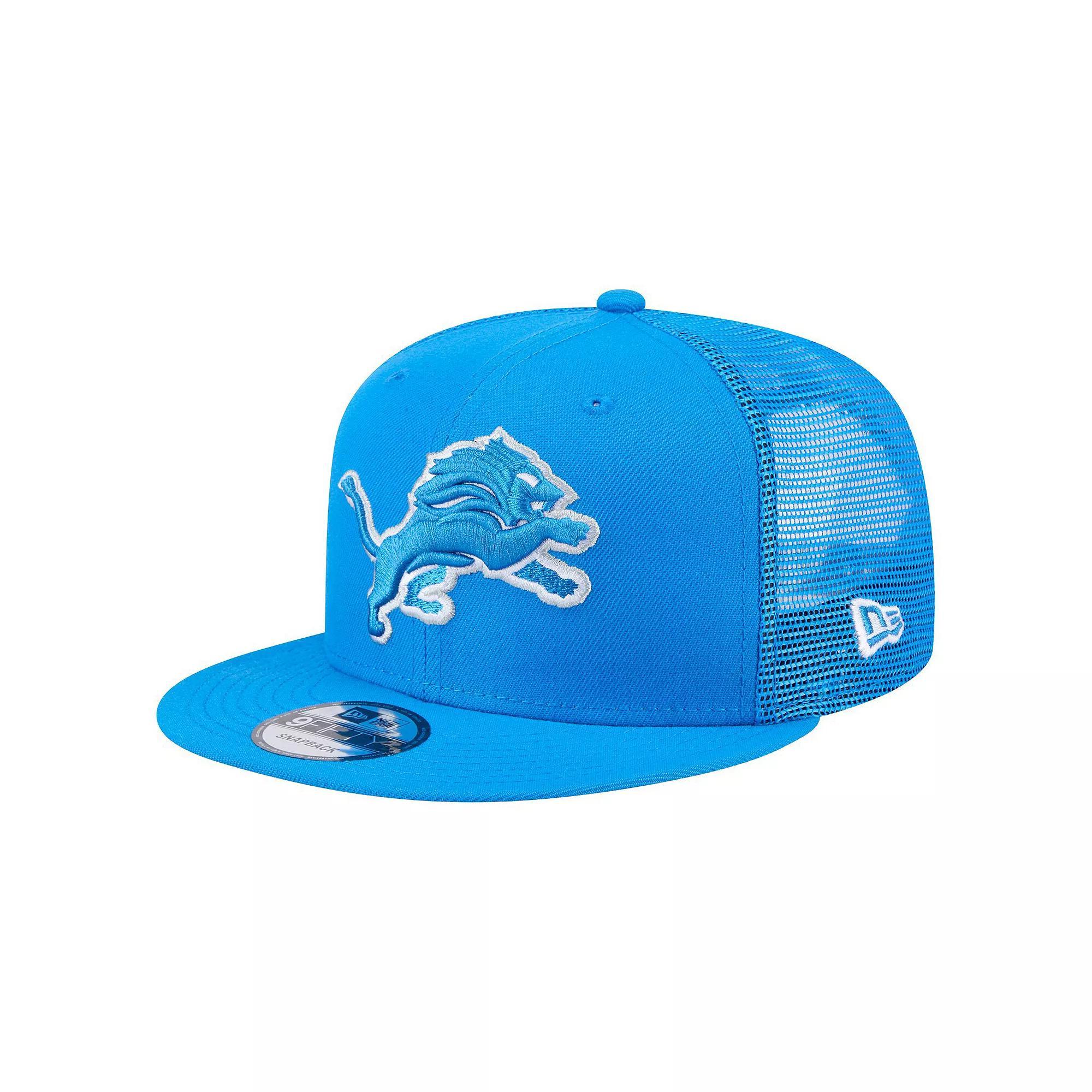 Men's New Era Blue Detroit Lions Main Trucker 9FIFTY Snapback Hat Product Image