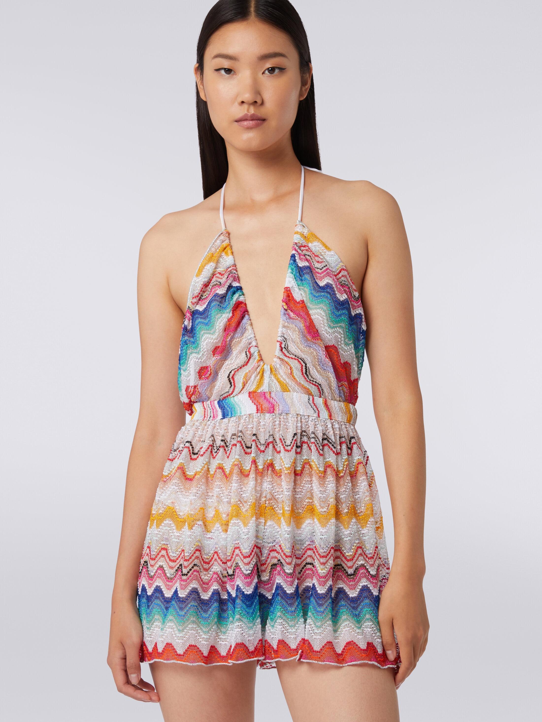 Wave motif romper with lurex Product Image