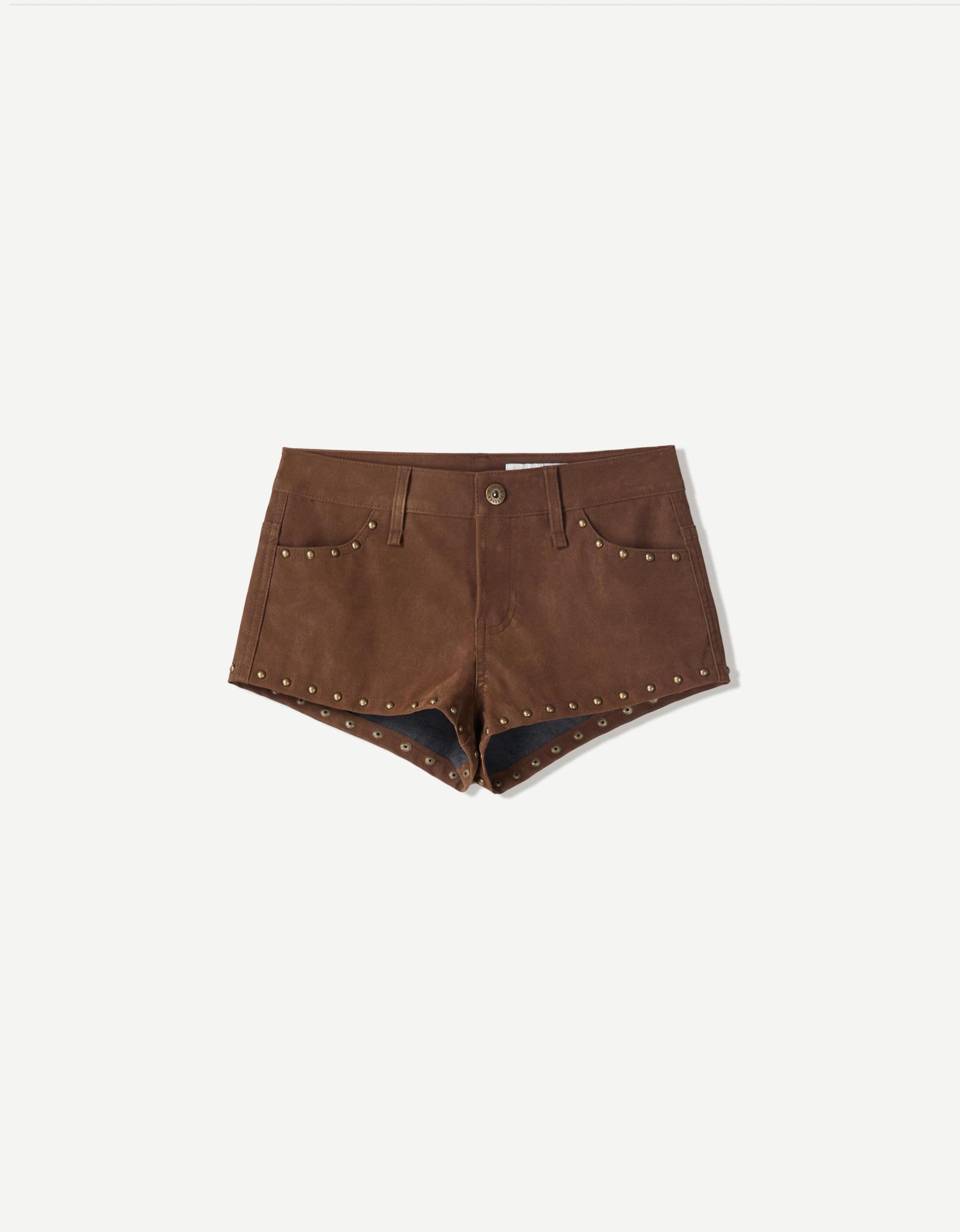 Studded faux suede shorts Product Image