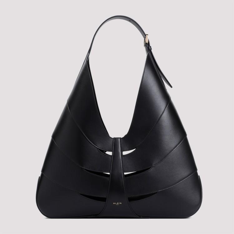 ALAÏA Delta Hobo Bag In Leather In Black Product Image