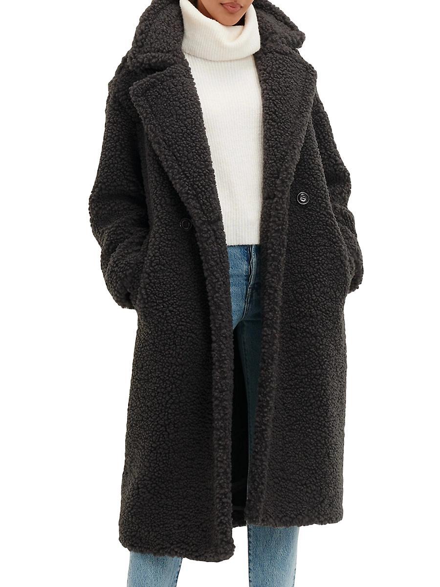 UGG Gertrude Long Teddy Double Breasted Notch Lapel Coat Product Image