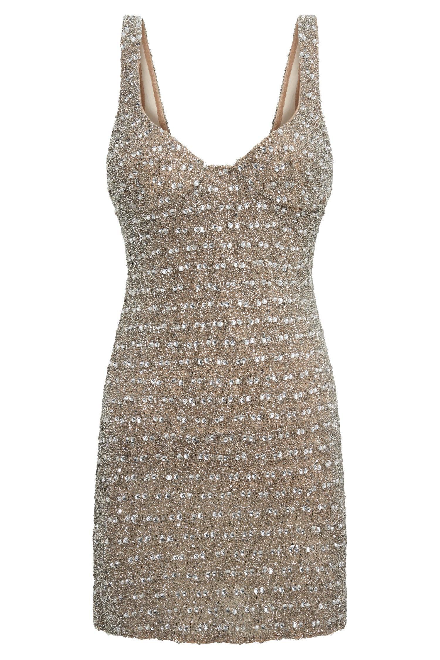Elianna Embellished Mini Dress - Silver Product Image