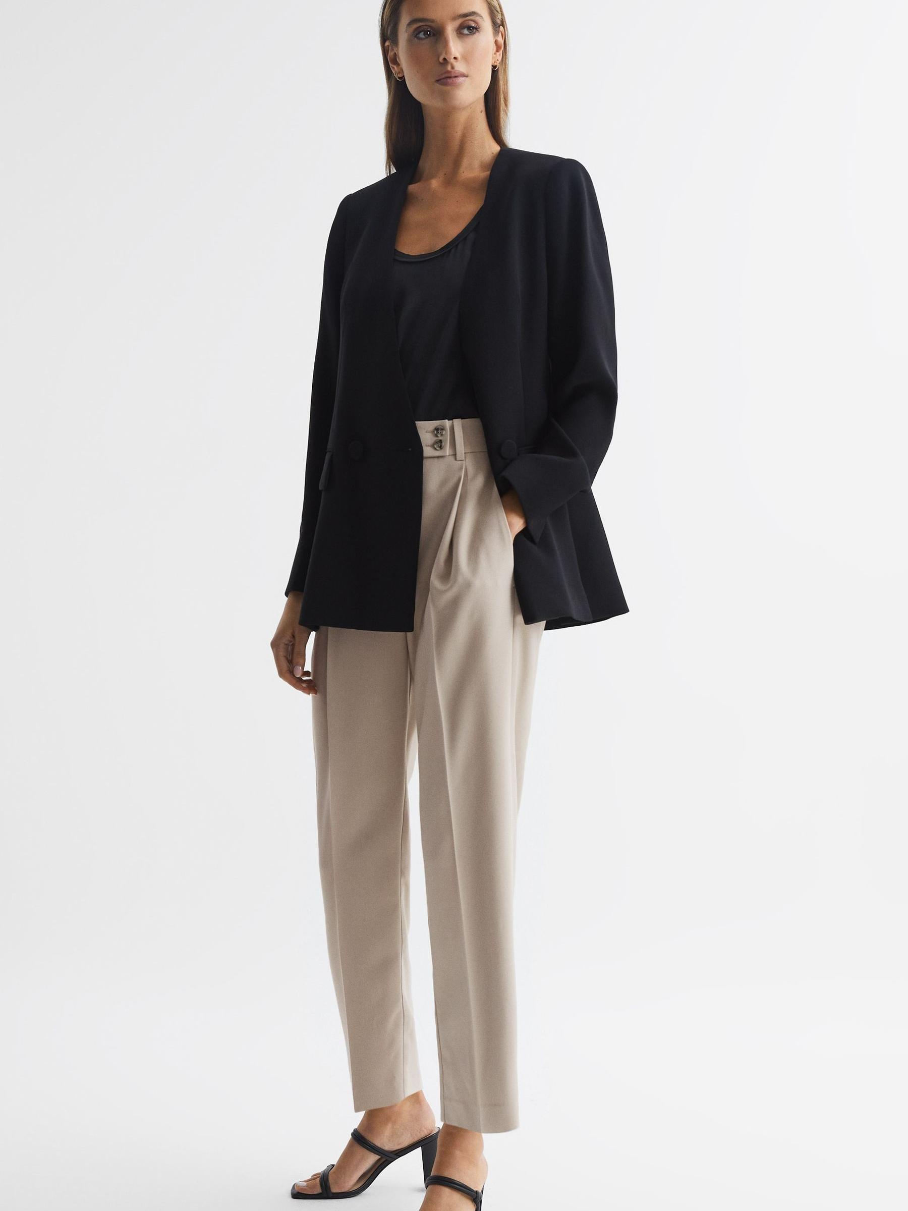 High Rise Cropped Tapered Trousers in Stone Product Image