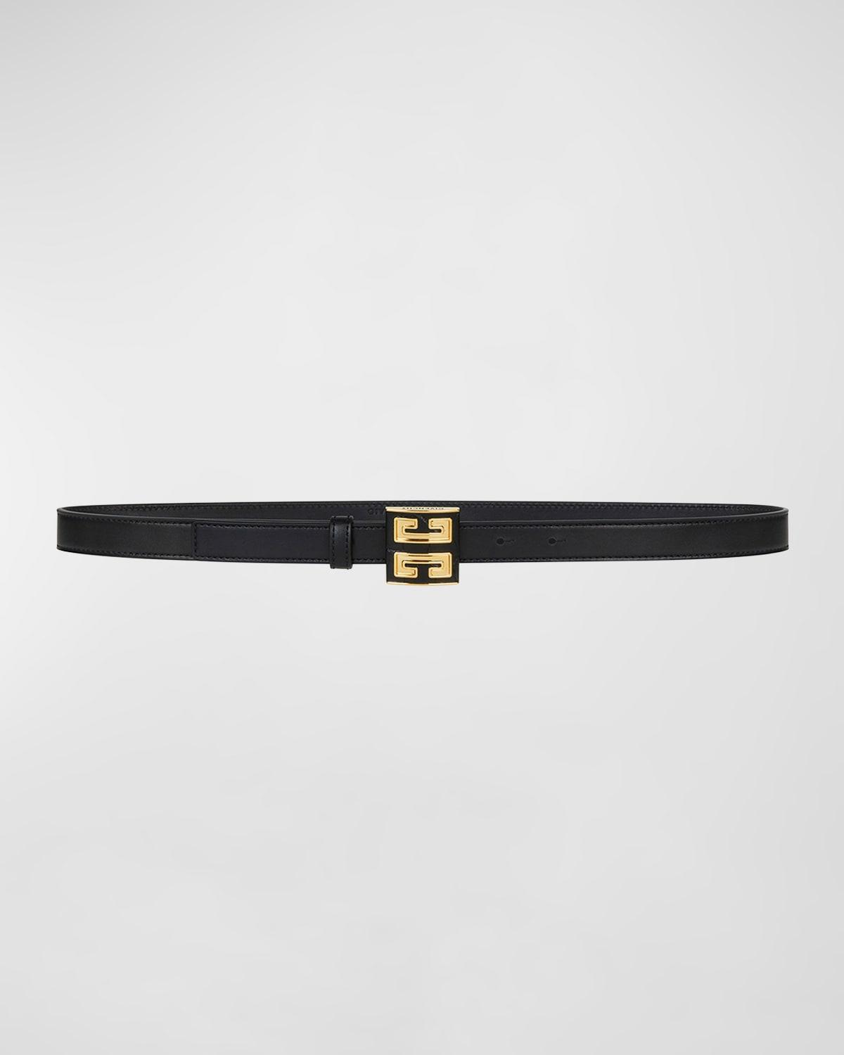 4G Leather & Brass Skinny Belt Product Image