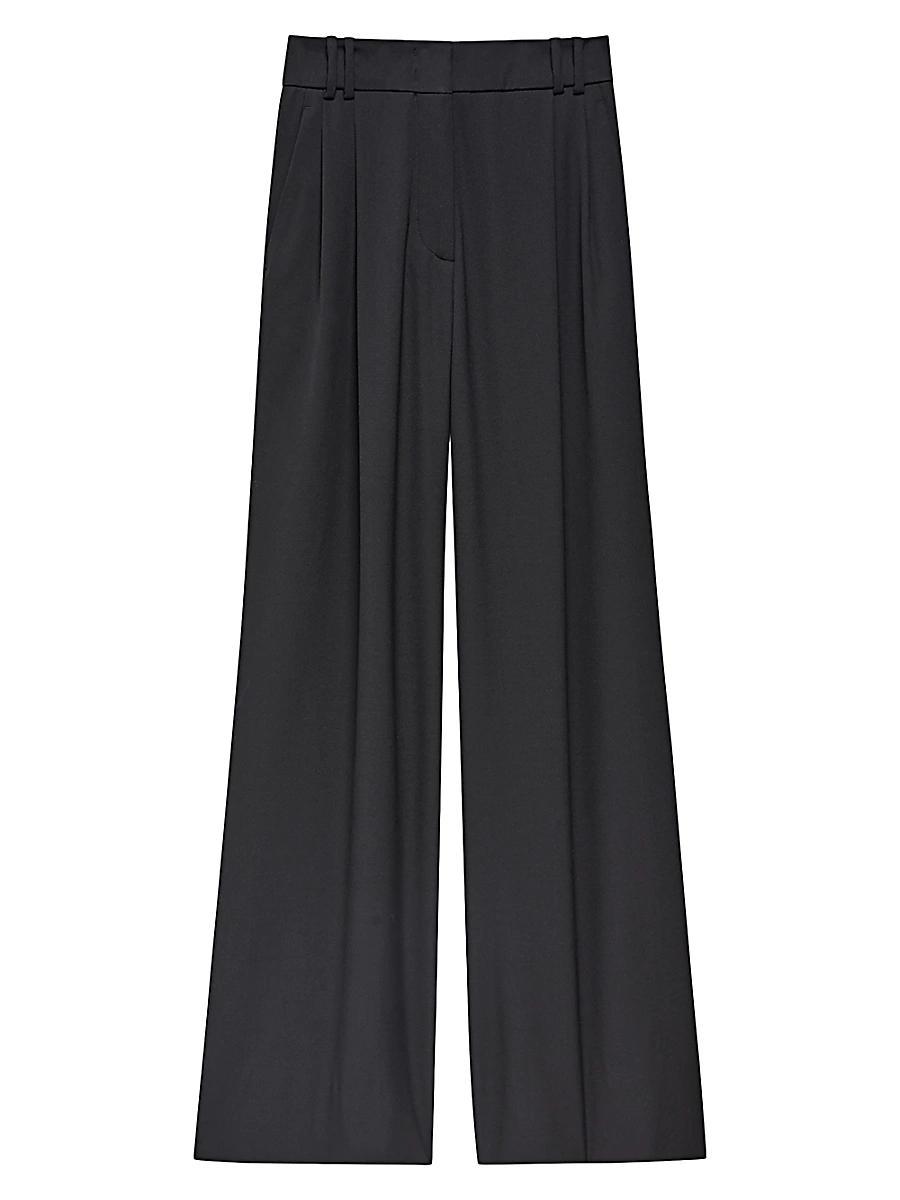 Womens Pleated Wool Twill Trousers Product Image