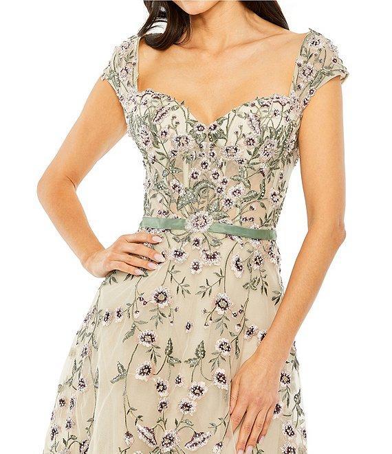 Mac Duggal Floral Embroidered Sweetheart Cap Sleeve Dress Product Image