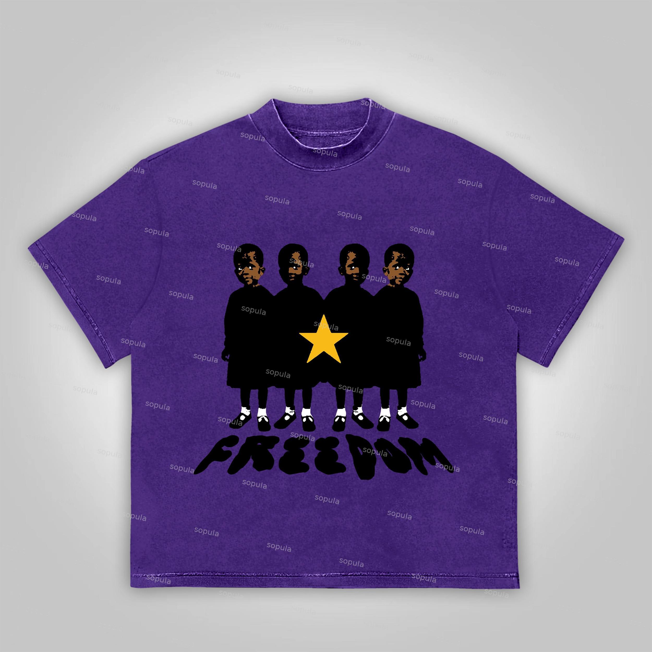 Sopula Freedom Vintage Graphic Print Cotton T-Shirt Product Image