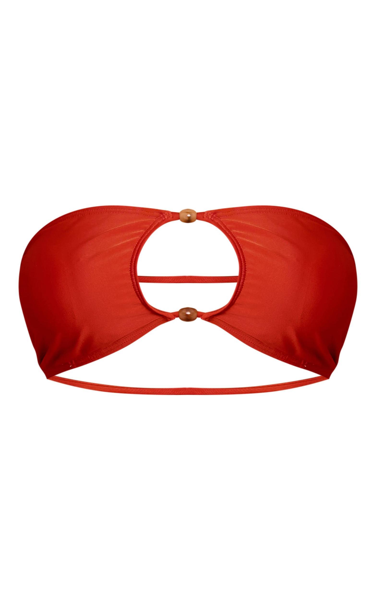 Rust Bead Detail Bandeau Bikini Top Product Image