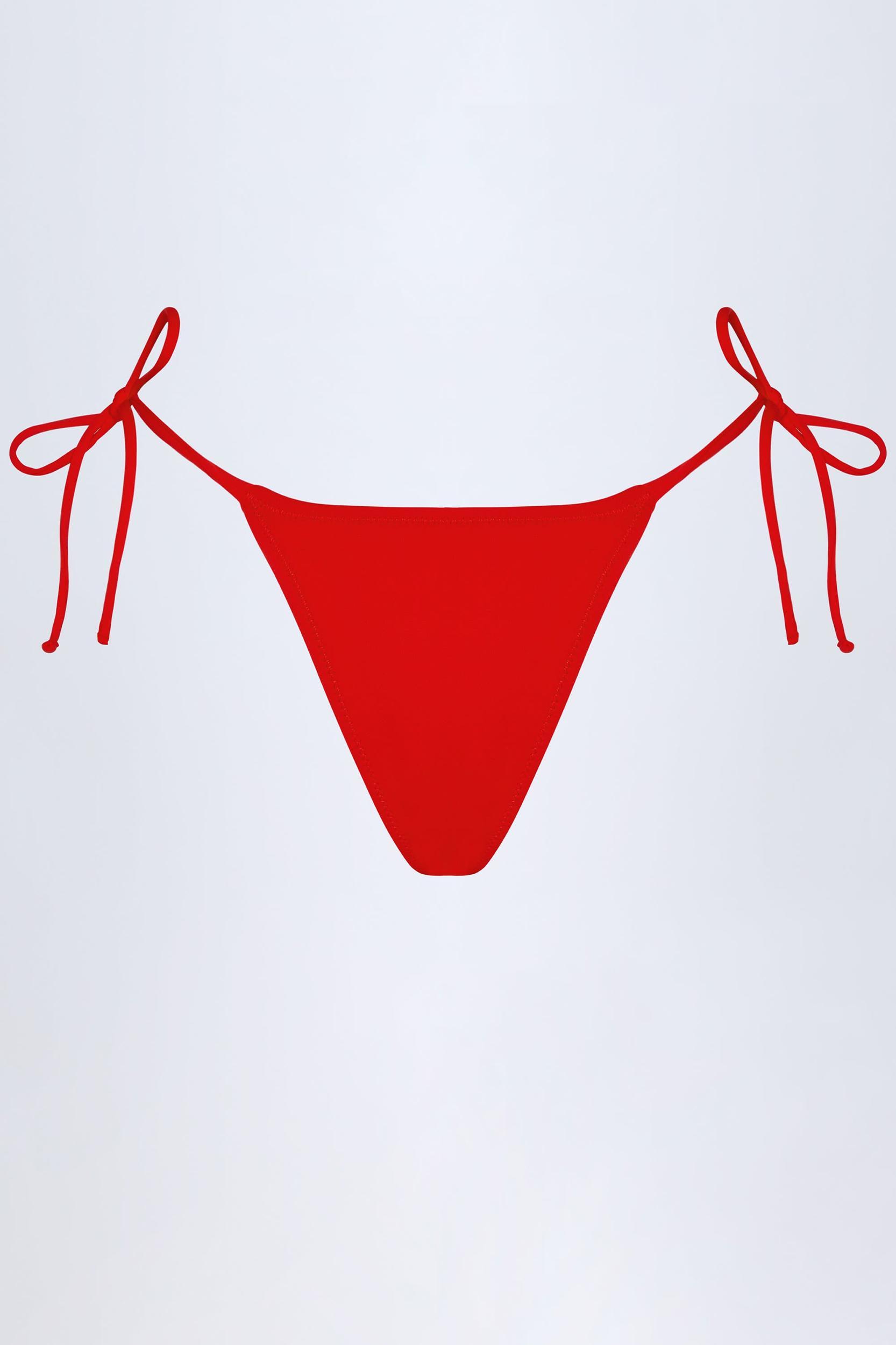 Side-Tie Cheeky Bikini Bottoms in Fiery Red Product Image