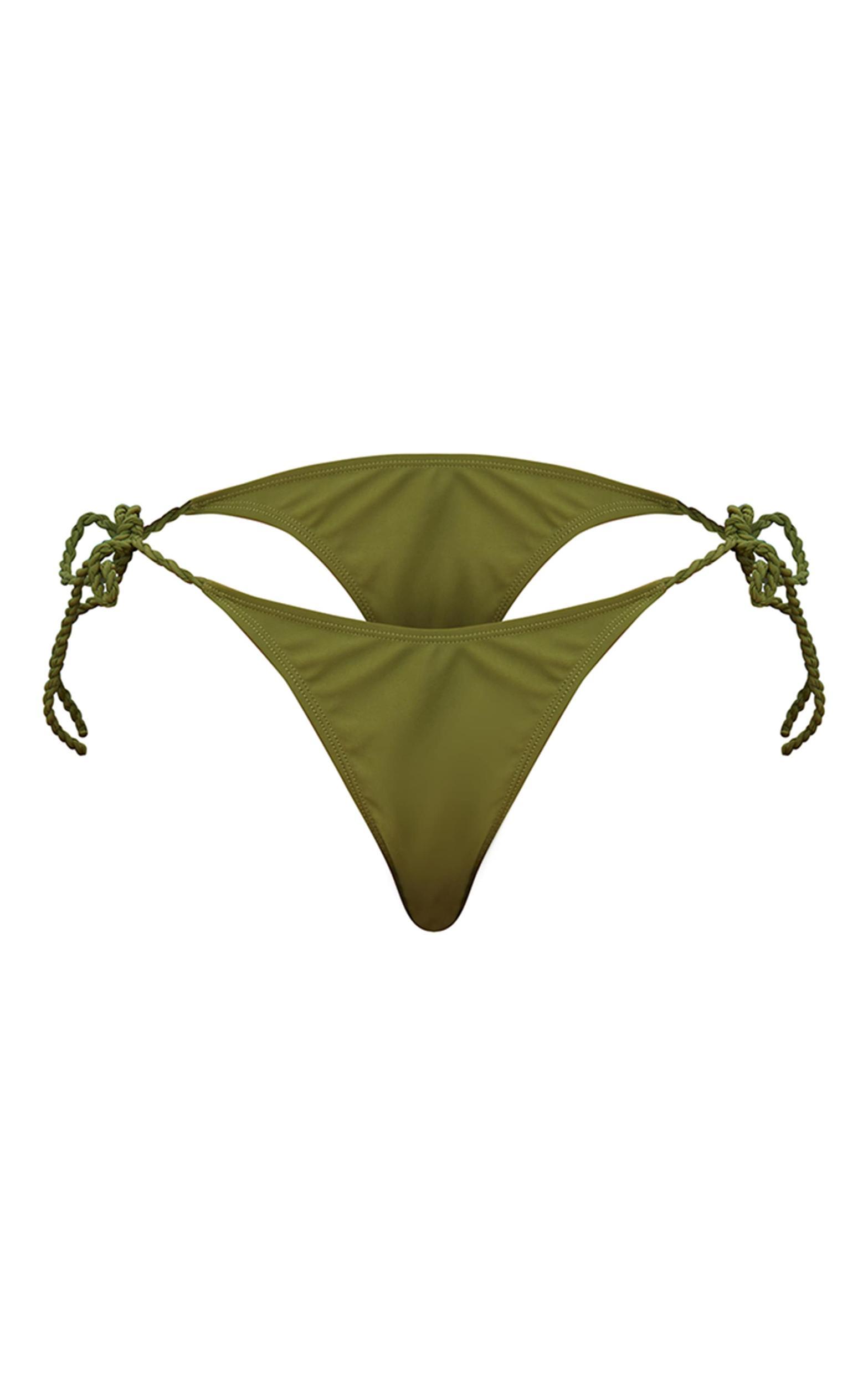 Olive Twist Strap Tie Side Bikini Bottoms Product Image