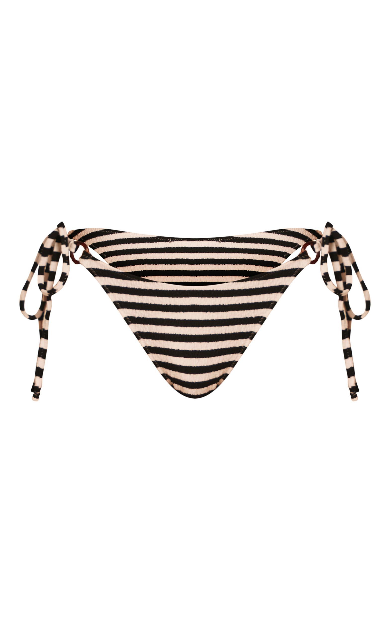 Black Textured Striped Triangle Bikini Top Product Image
