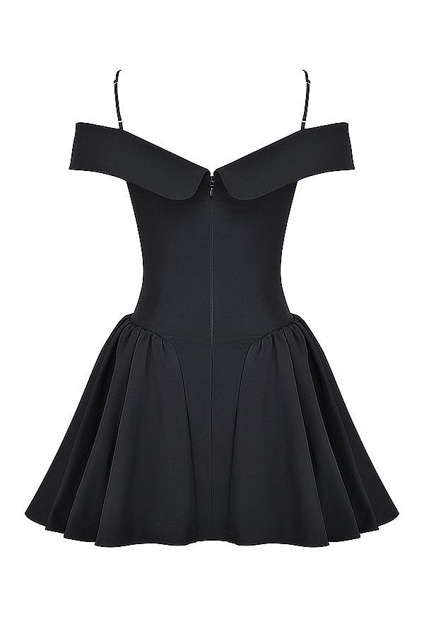 Elida Black Off Shoulder Mini Dress Product Image