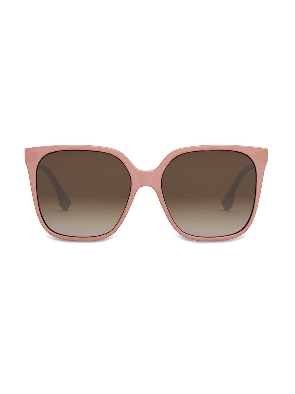 FENDI Womens Fendi Fine 59mm Geometric Square Gradient Sunglasses - Shiny Black/Brown to Orange Product Image