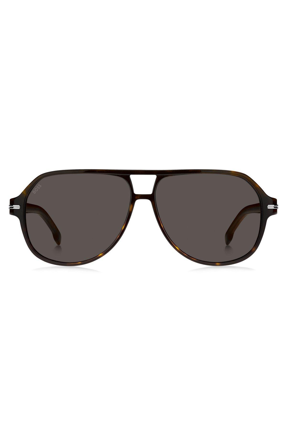 Double-bridge sunglasses in Havana acetate with signature hardware Product Image