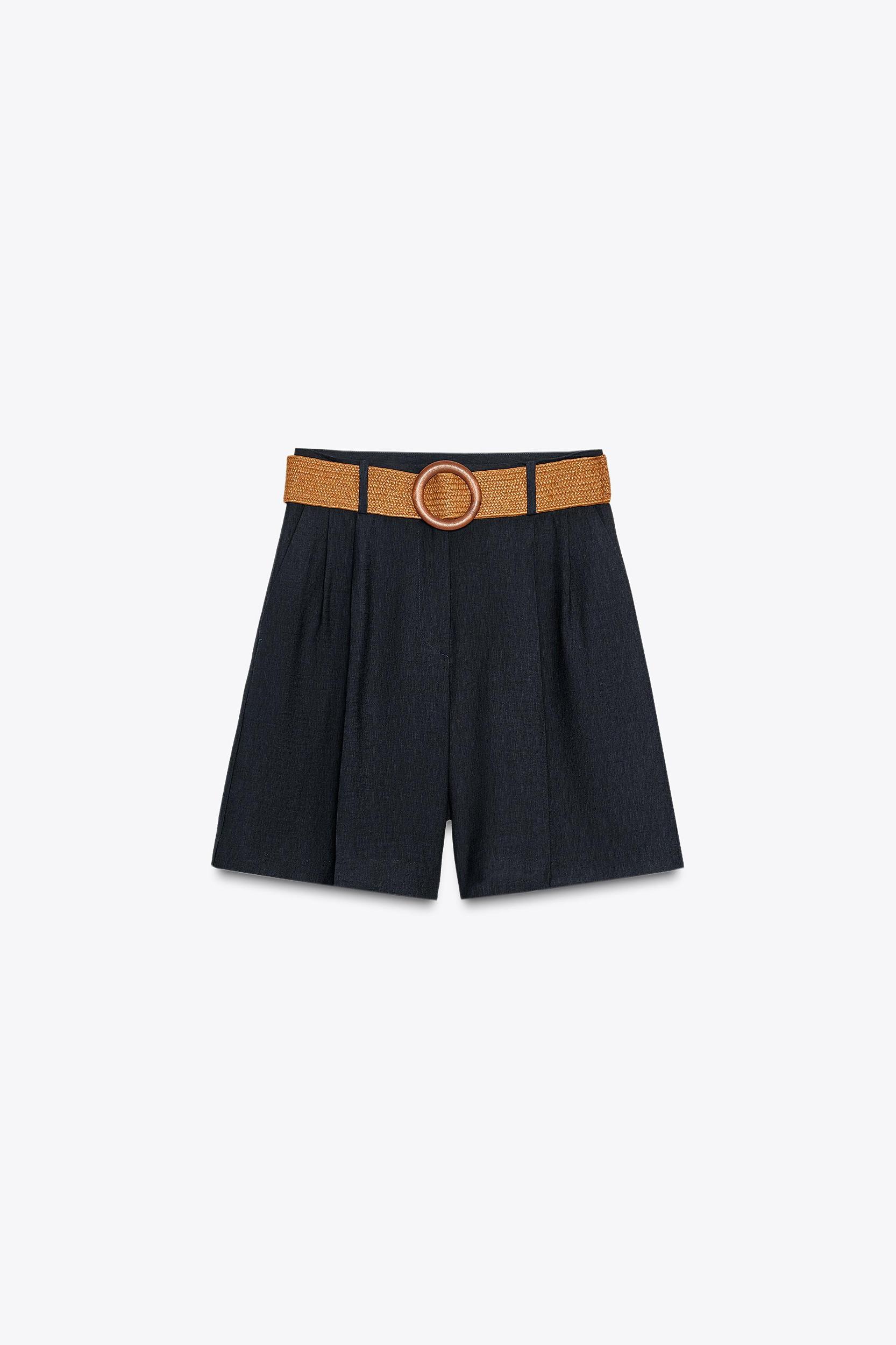 PLEATED BELT SHORTS Product Image