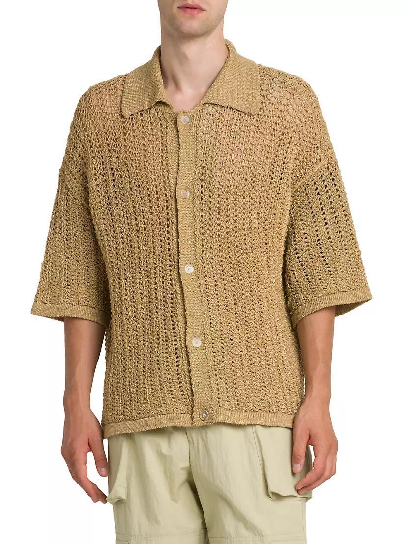 Raffia Knit Button-Front Shirt Product Image