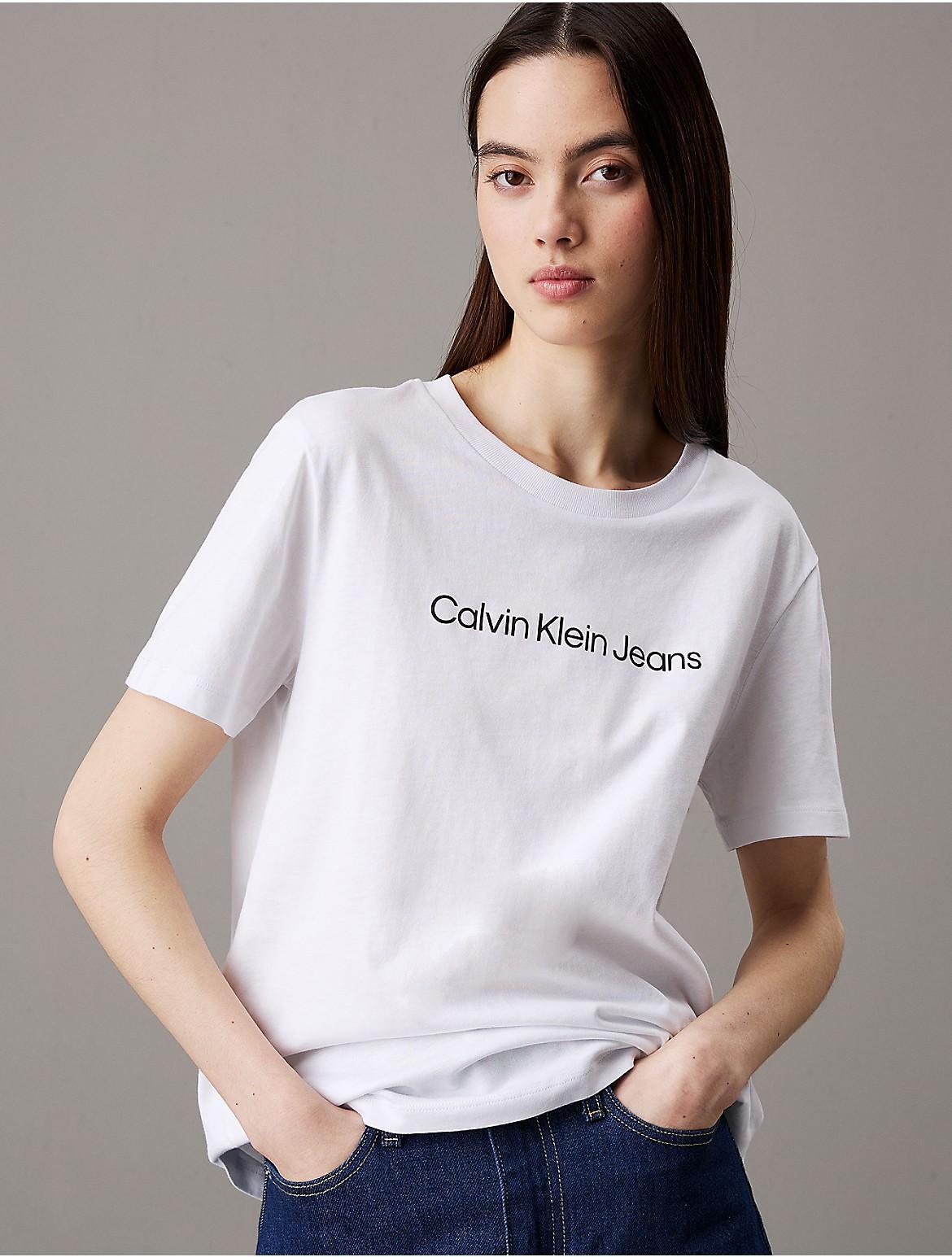 Calvin Klein Womens Logo Graphic Relaxed T-Shirt Product Image