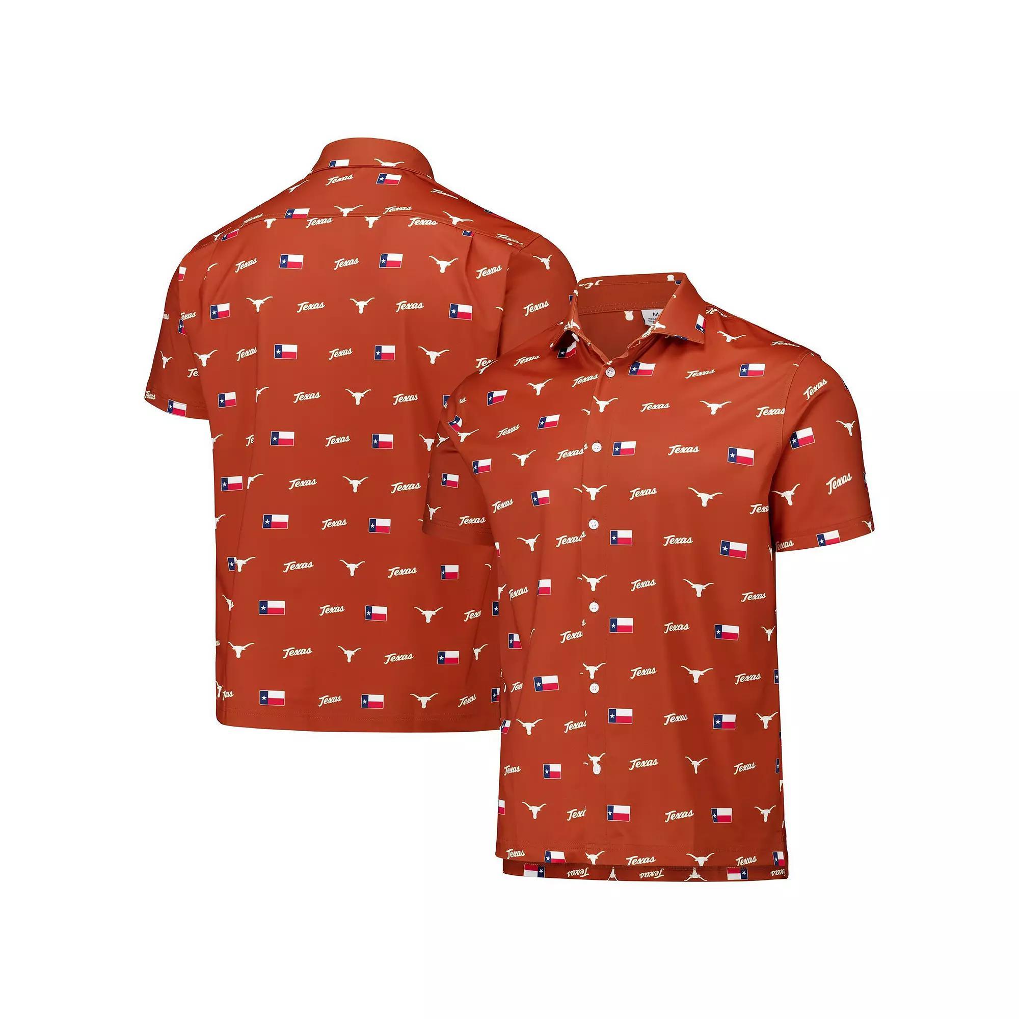Men's Texas Orange Texas Longhorns Texas Icons Tri-Blend Button-Up Polo, Size: Medium, Team Product Image