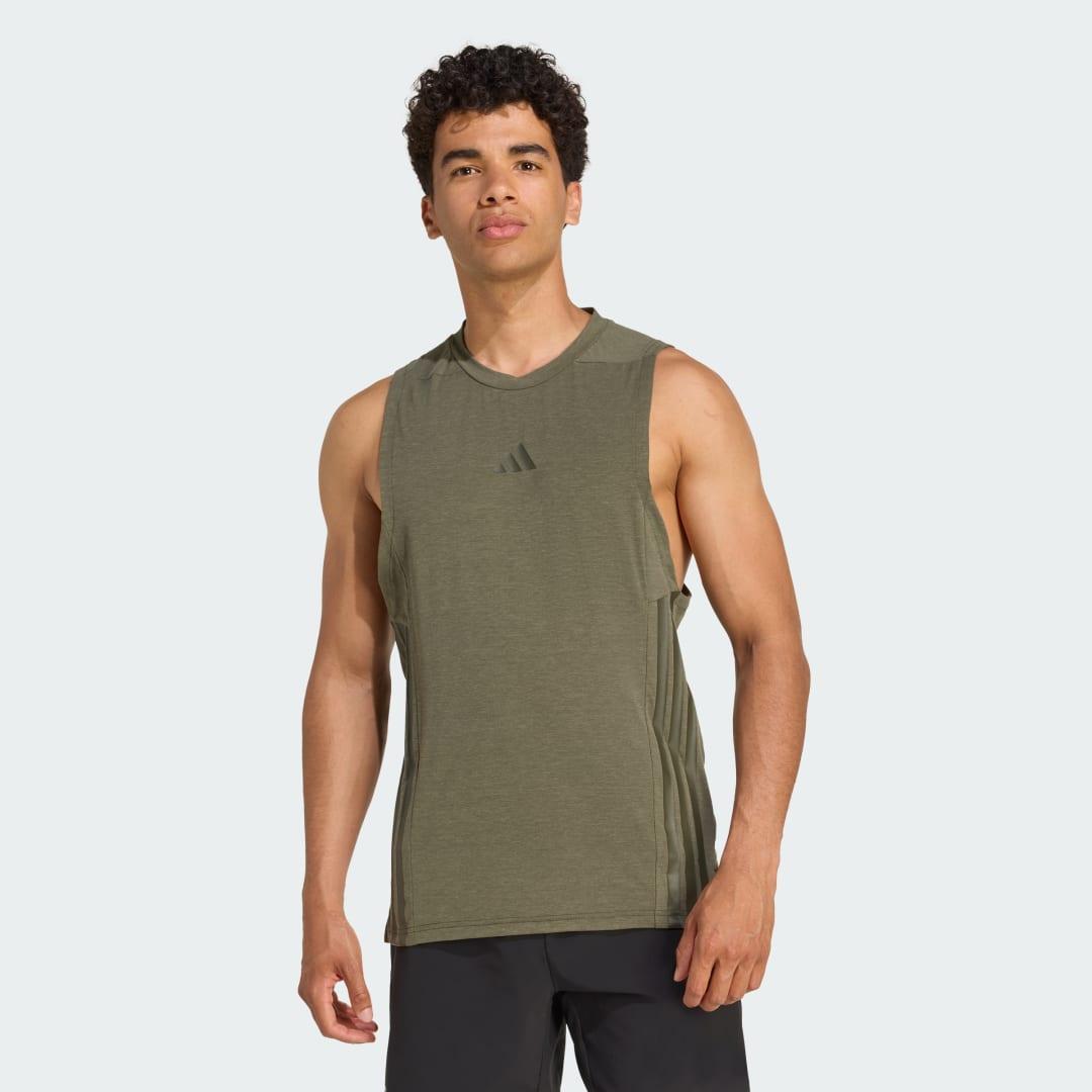 adidas Designed-for-Training 3-Stripes Tank Top Aurora Ink S Mens Product Image