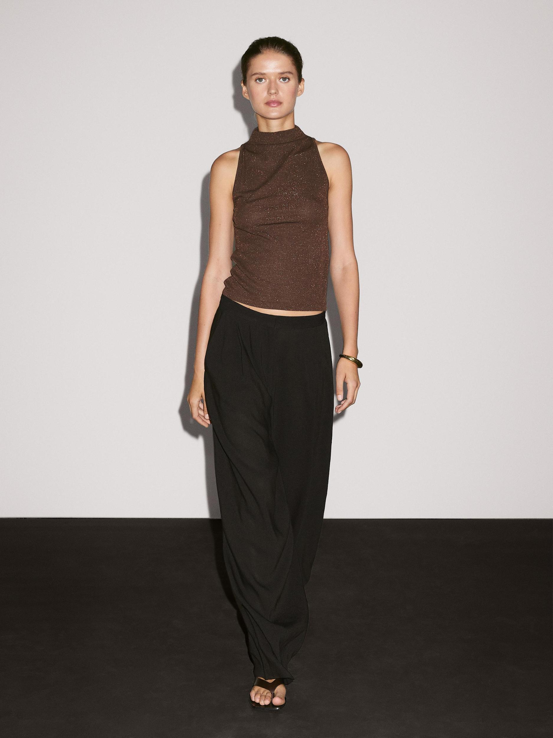 Metallic-effect halterneck top Product Image