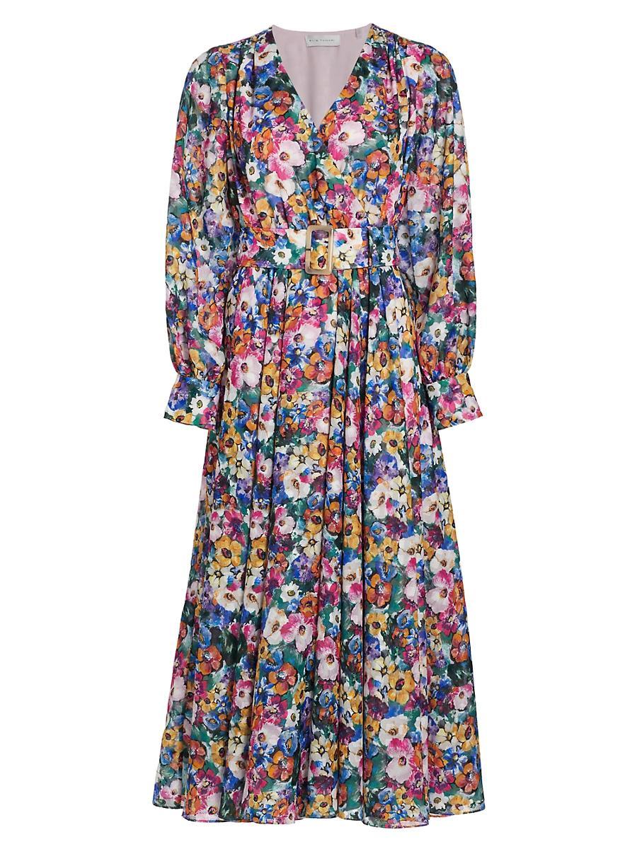 Womens Milena Floral Tie-Waist Midi-Dress Product Image