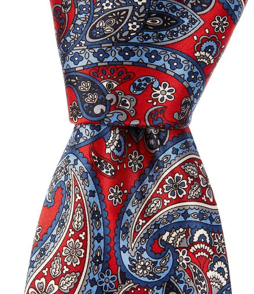 Hickey Freeman Paisley Printed 3#double; Silk Tie Product Image